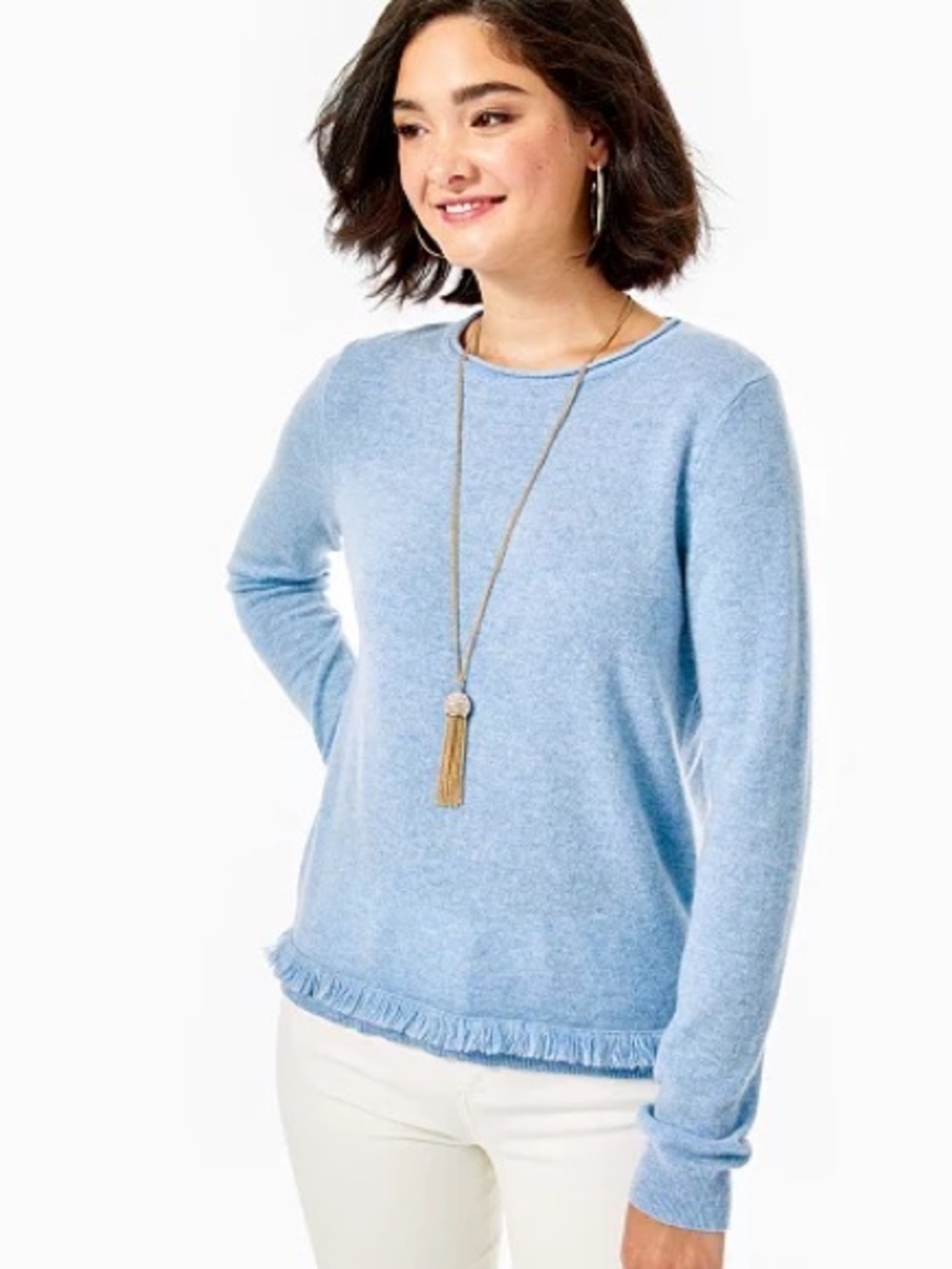 Lilly Pulitzer Vista Cashmere Sweater in Light Heathered Oxford Blue